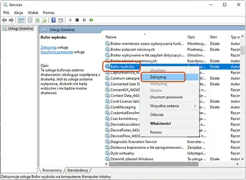 Windows kolejka drukowania