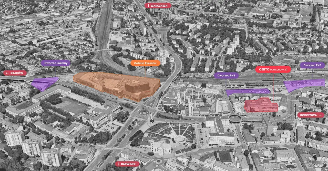 Dworzec Lokalny Rzeszów vs PKS Rzeszów mapa