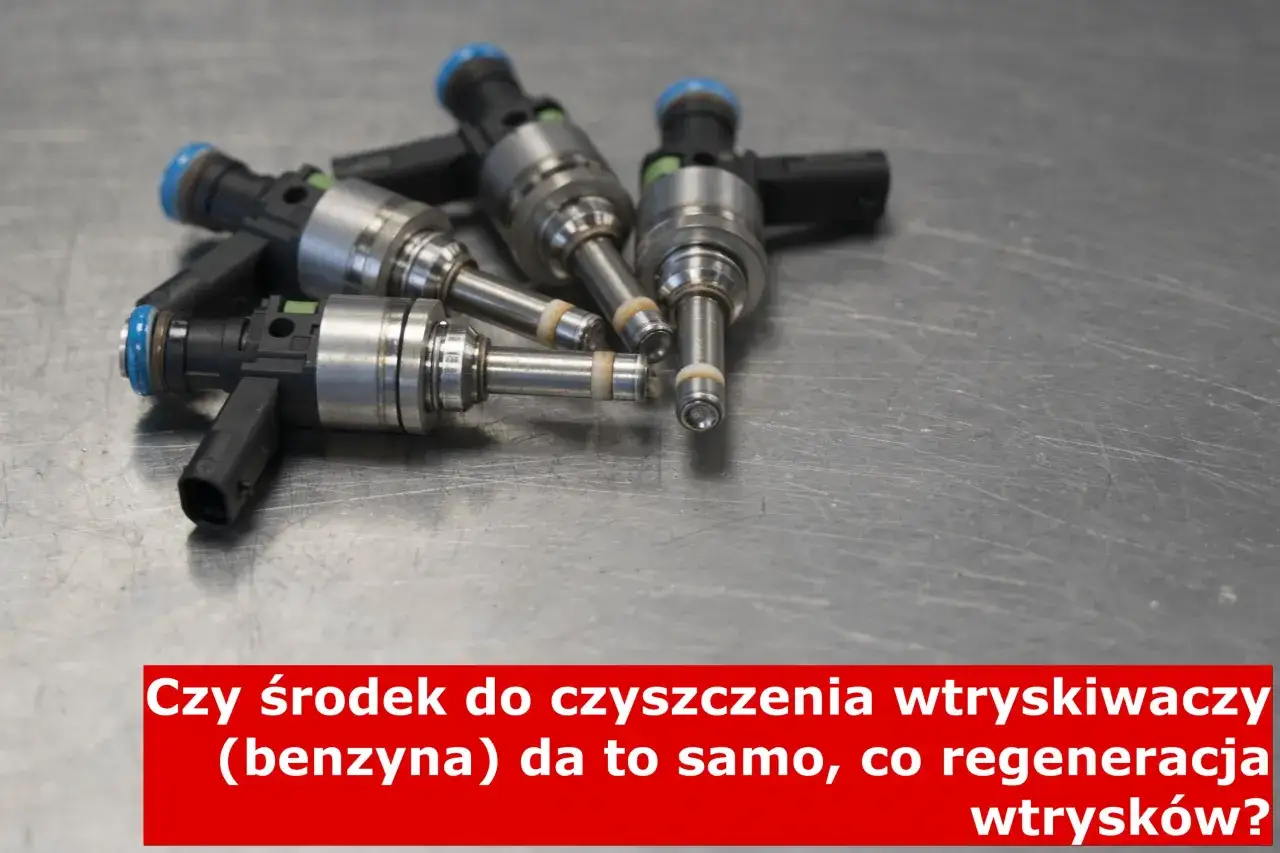 Kilka wtryskiwaczy benzynowych na metalowej powierzchni. Czy środek do czyszczenia wtryskiwaczy (benzyna) to to samo, co regeneracja wtrysków?