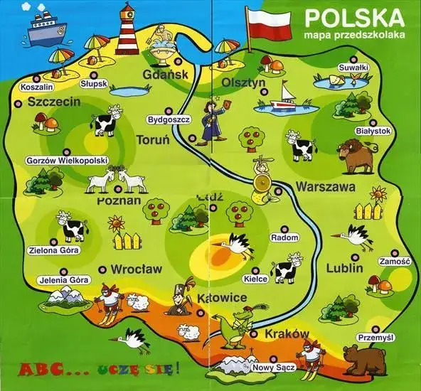Mapa Polski z atrakcjami dla dzieci