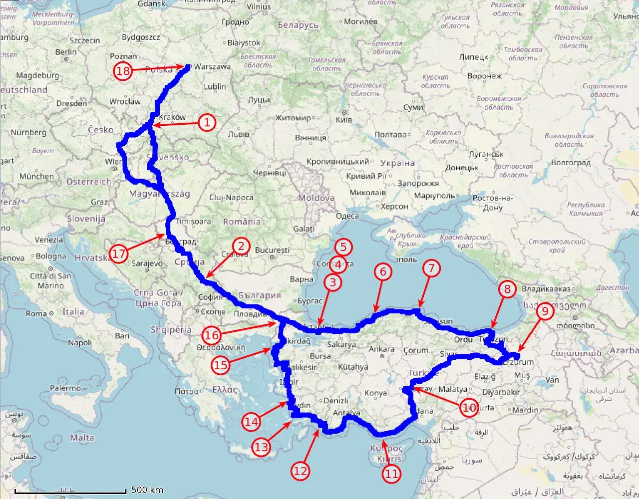 Mapa Polski z zaznaczonymi miastami, w kt&oacute;rych są hotele Marriott