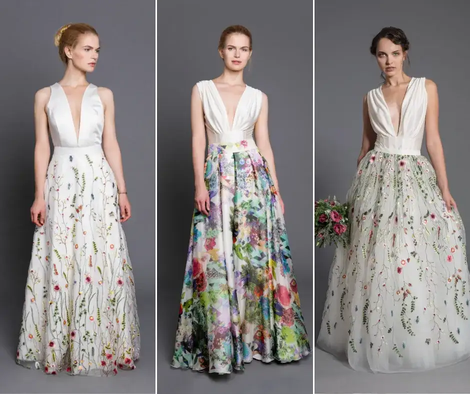 Suknie ślubne z kolorowymi haftami i ombre