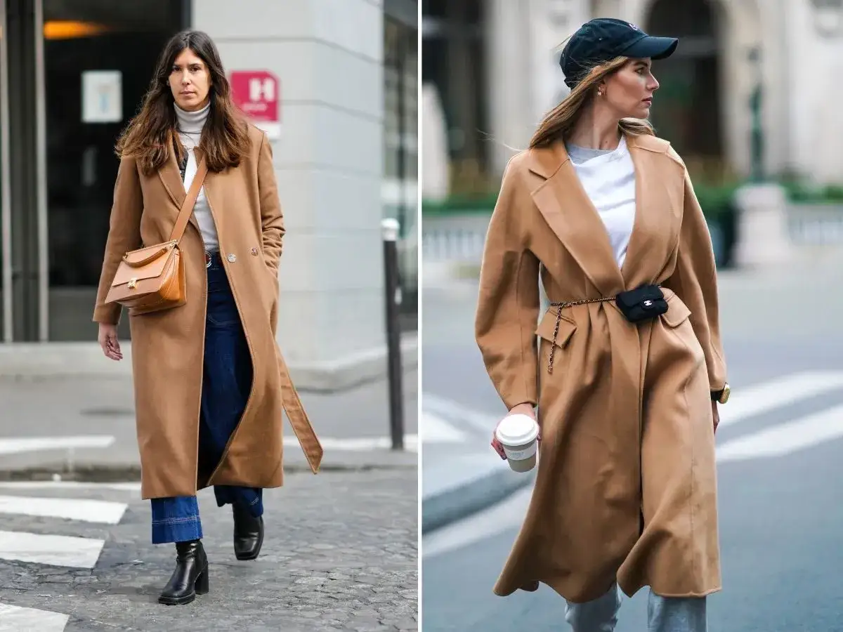 Płaszcz w kolorze camel pasuje każdej kobiecie, dodając elegancji i klasy. Na zdjęciu dwie kobiety w camelowych płaszczach.