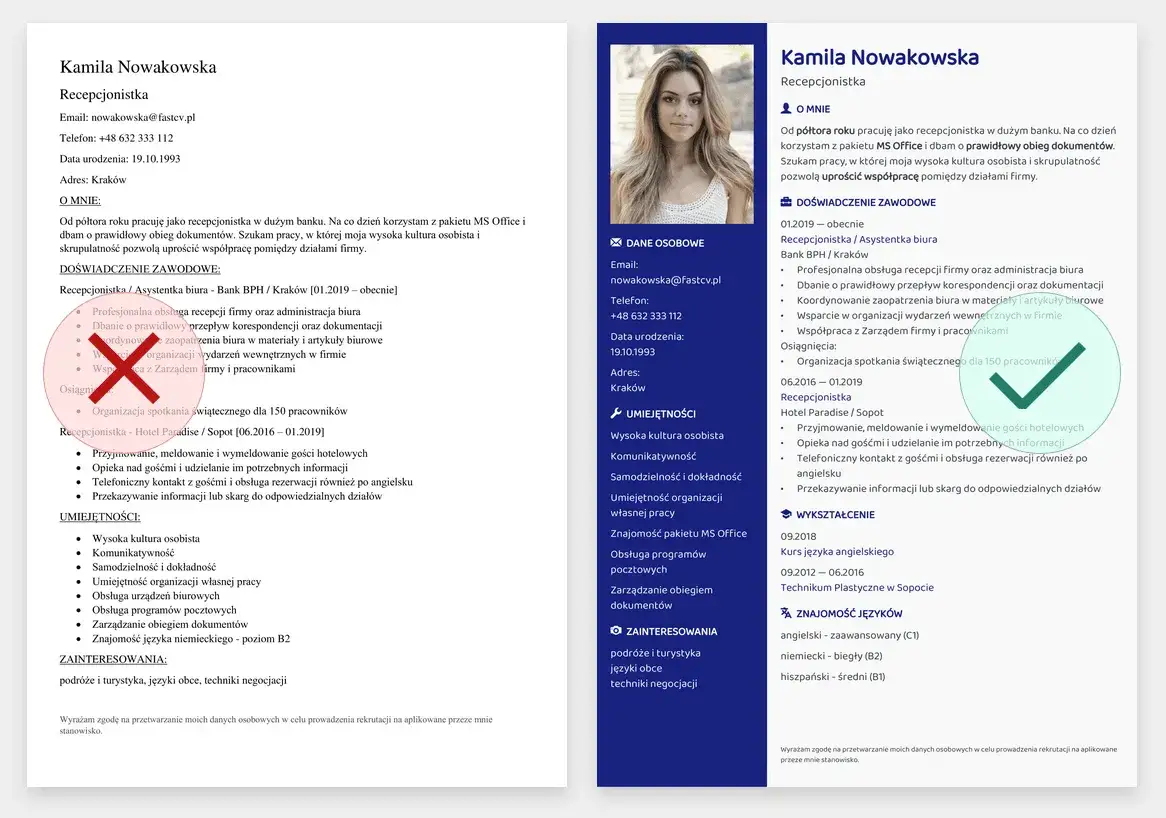 CV z sekcją doświadczenie zawodowe, laptop, długopis, kawa
