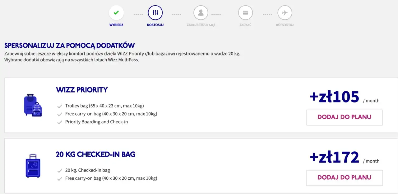 Wizz Priority i bagaż rejestrowany 20 kg dla Twoich podróży. Wizz all you can fly!