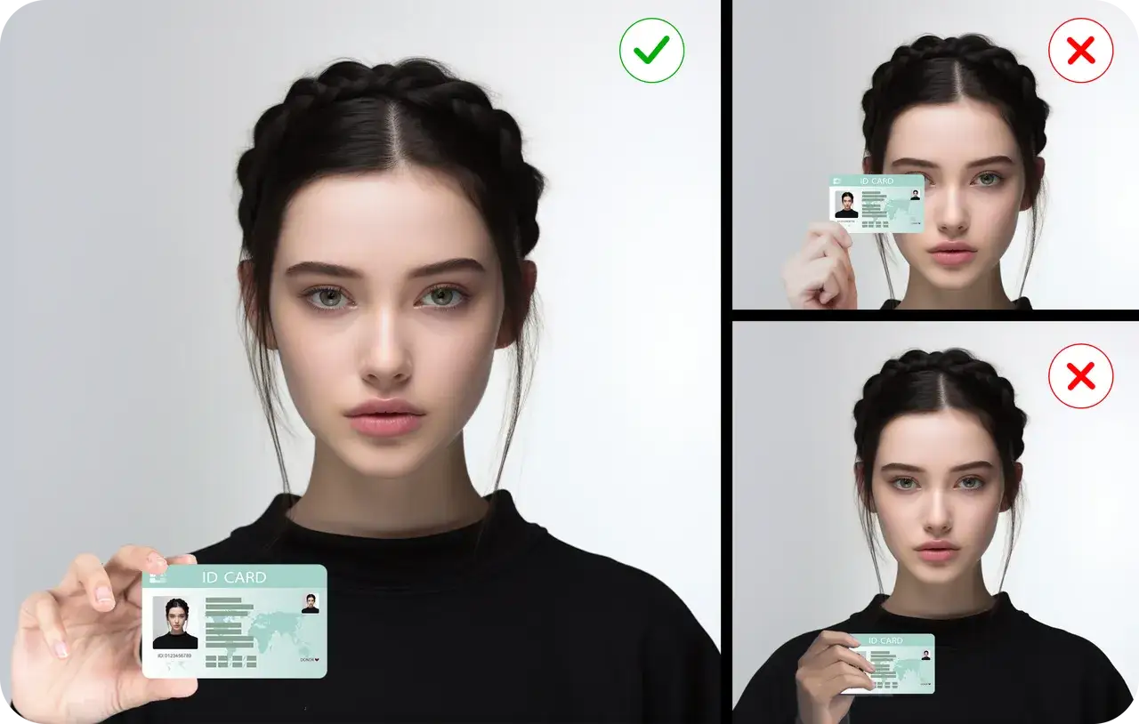 osoba robiąca selfie z dowodem osobistym do weryfikacji bankowej