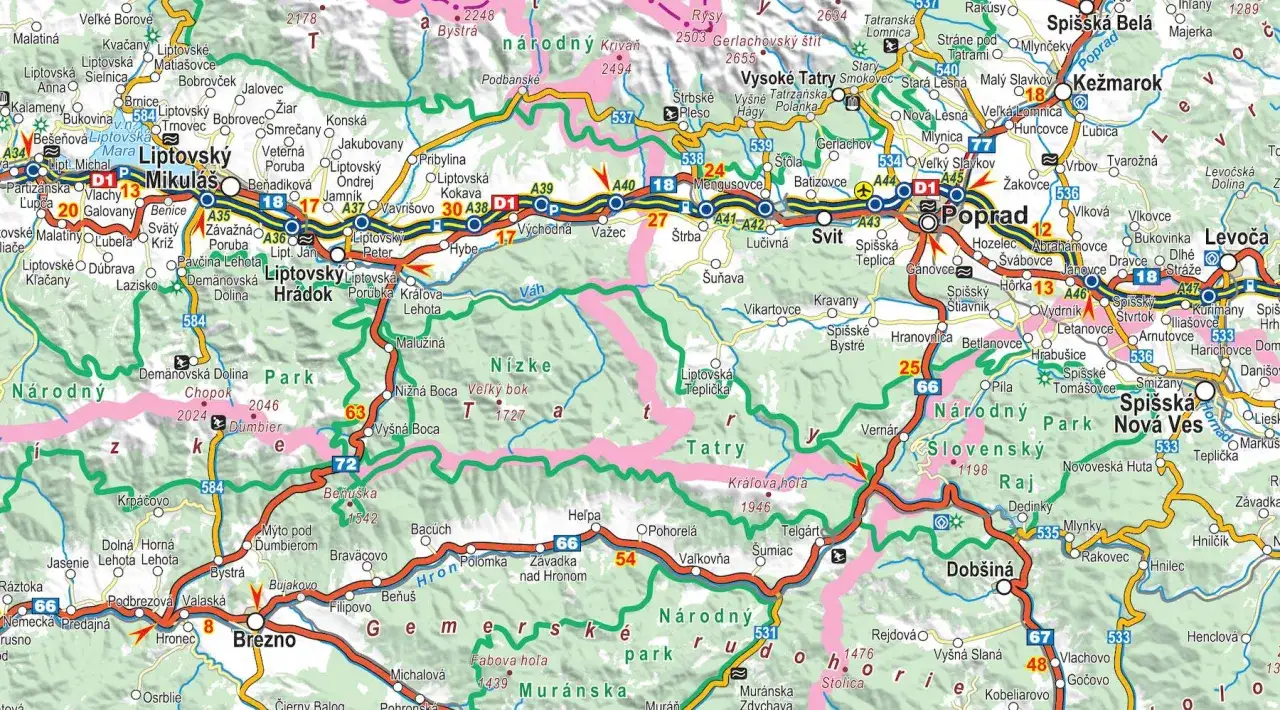 Mapa Czech z zaznaczonymi głównymi autostradami
