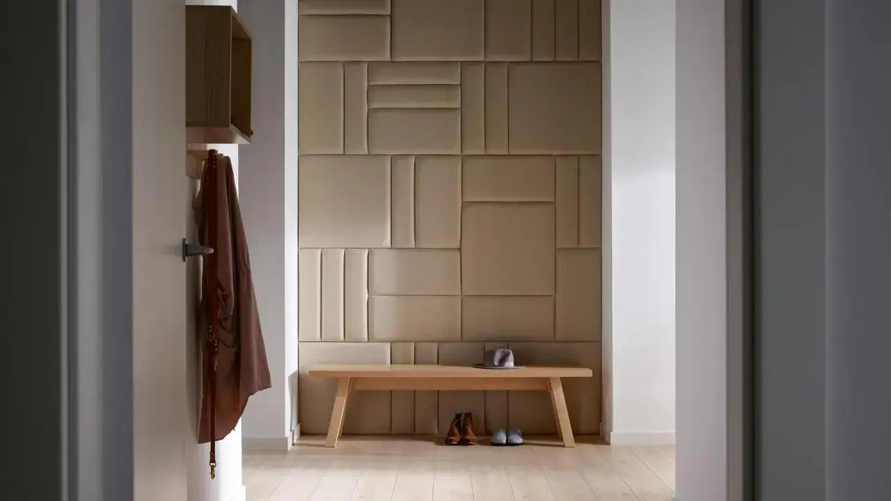 Inspiracje na łączenie materiał&oacute;w na ścianach w przedpokoju