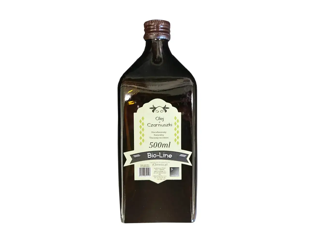 olej z czarnuszki butelka ciemna
