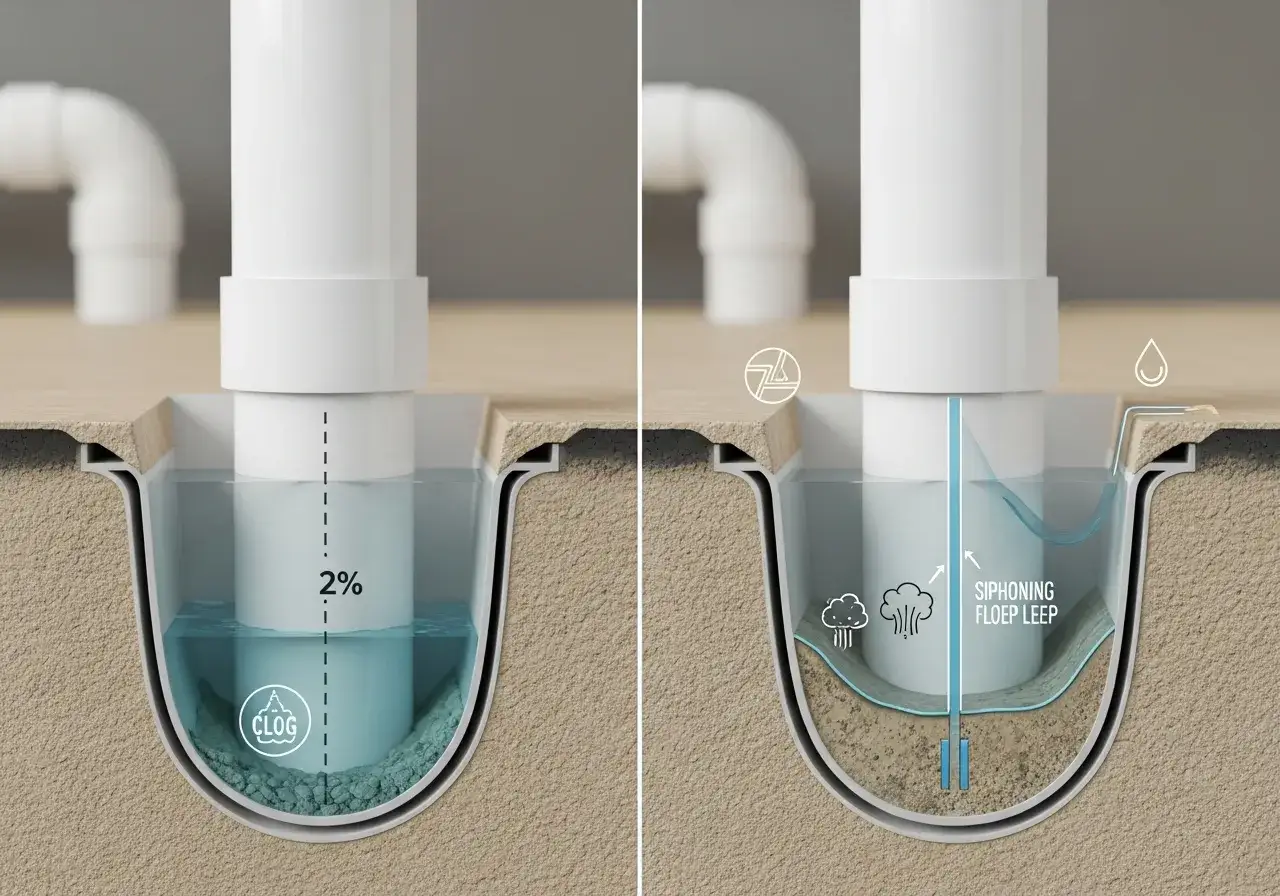 przekr&oacute;j rury kanalizacyjnej spadek samooczyszczanie