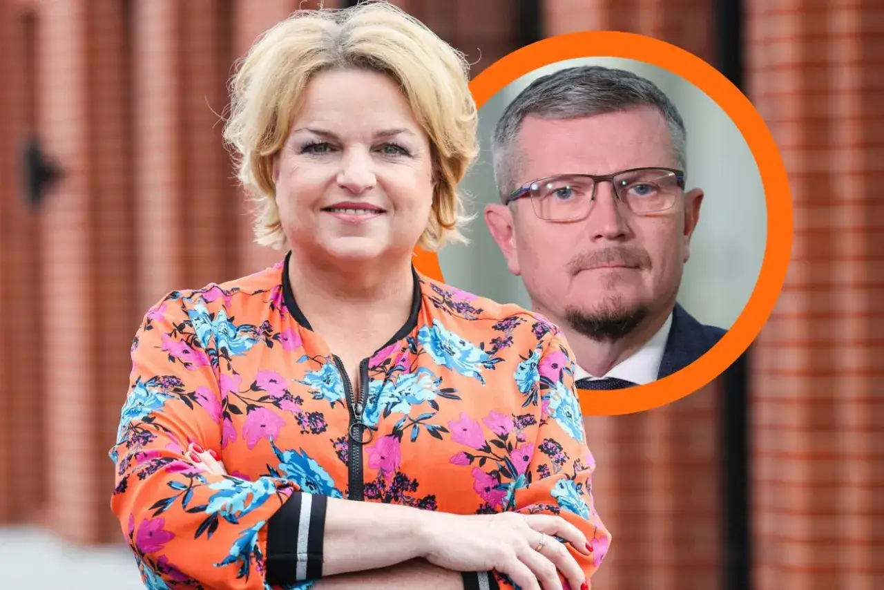 Kobieta w kwiecistej kurtce i mężczyzna w okularach, sugerujący bosacki romans z posłanką.