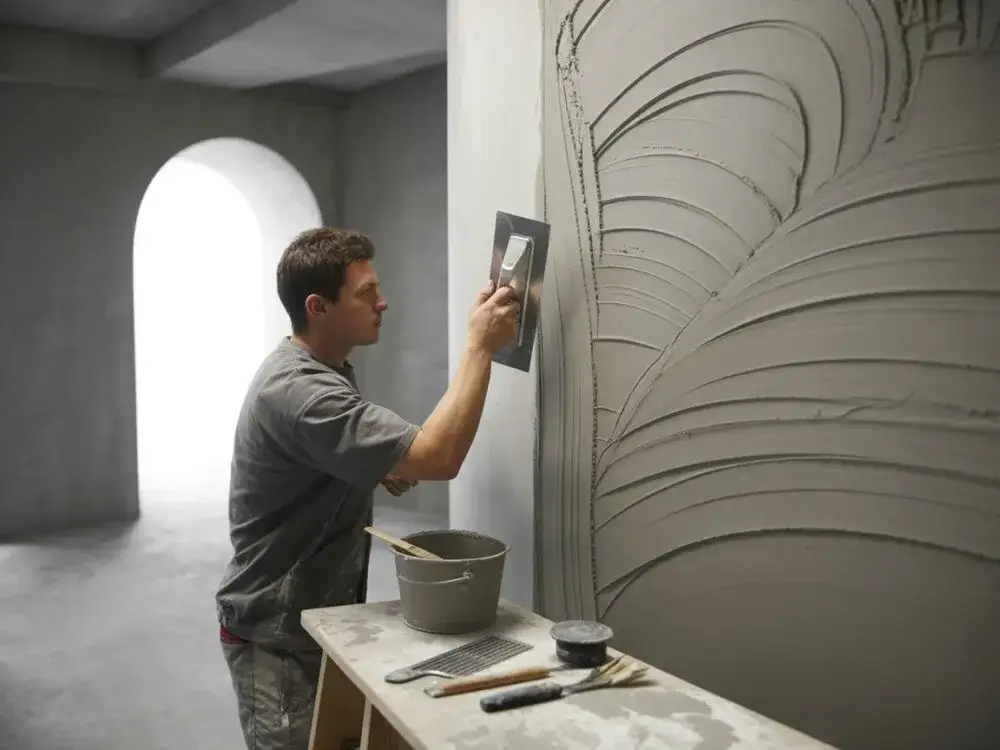 materiały i narzędzia do tynku dekoracyjnego z gipsu