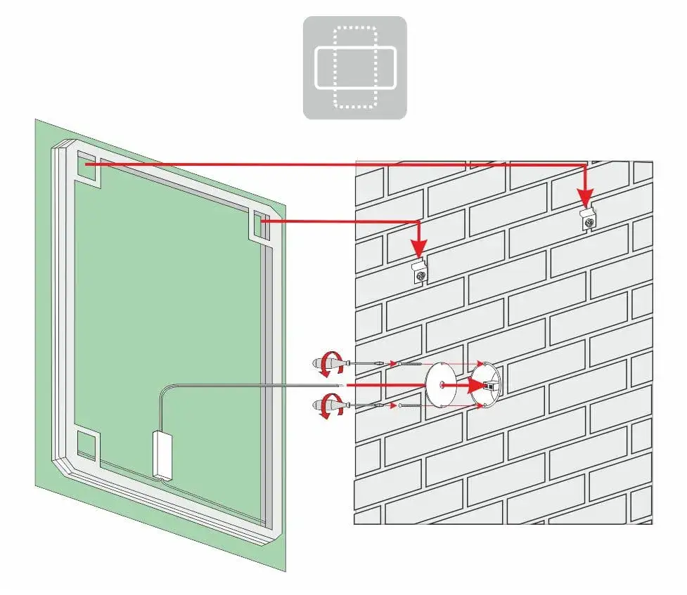 wysokość kabla do lustra łazienkowego schemat