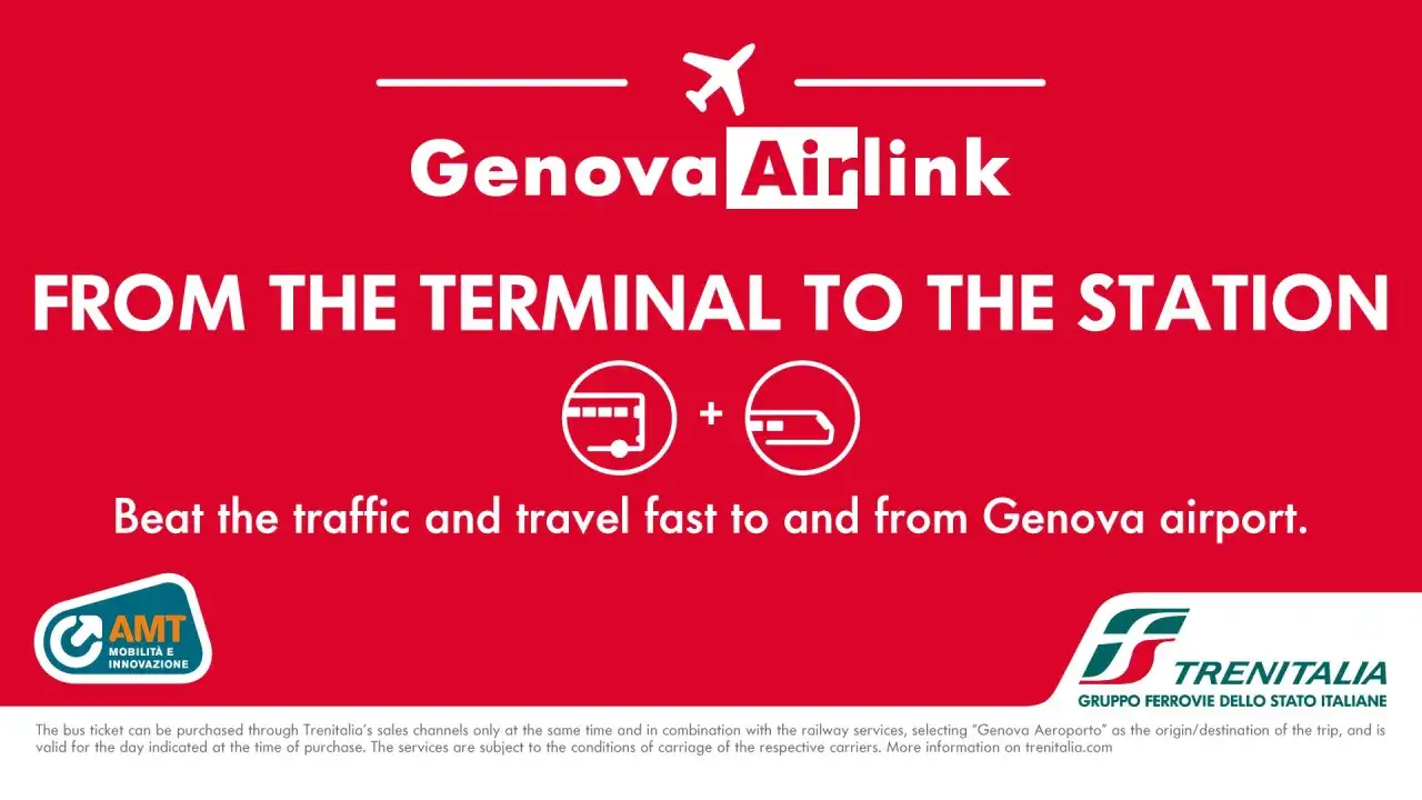 Genova Airlink: szybki transport między terminalem a stacją. Podróżuj bez korków na lotnisko Genua.