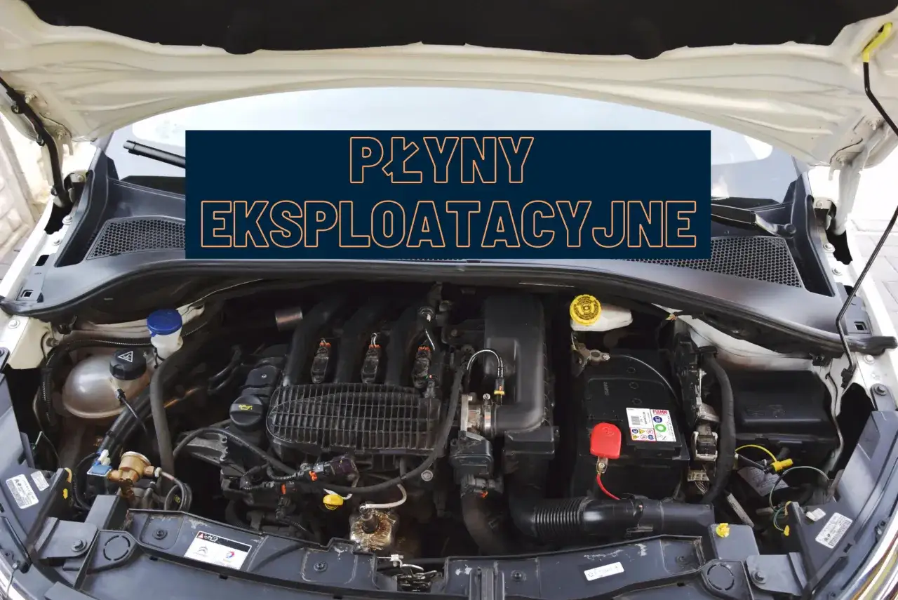 Silnik samochodu z widocznymi zbiorniczkami na płyny eksploatacyjne: chłodniczy, spryskiwaczy i hamulcowy.