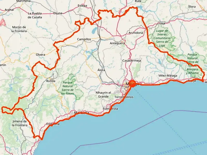 Karte der Costa del Sol mit Seeb&auml;dern