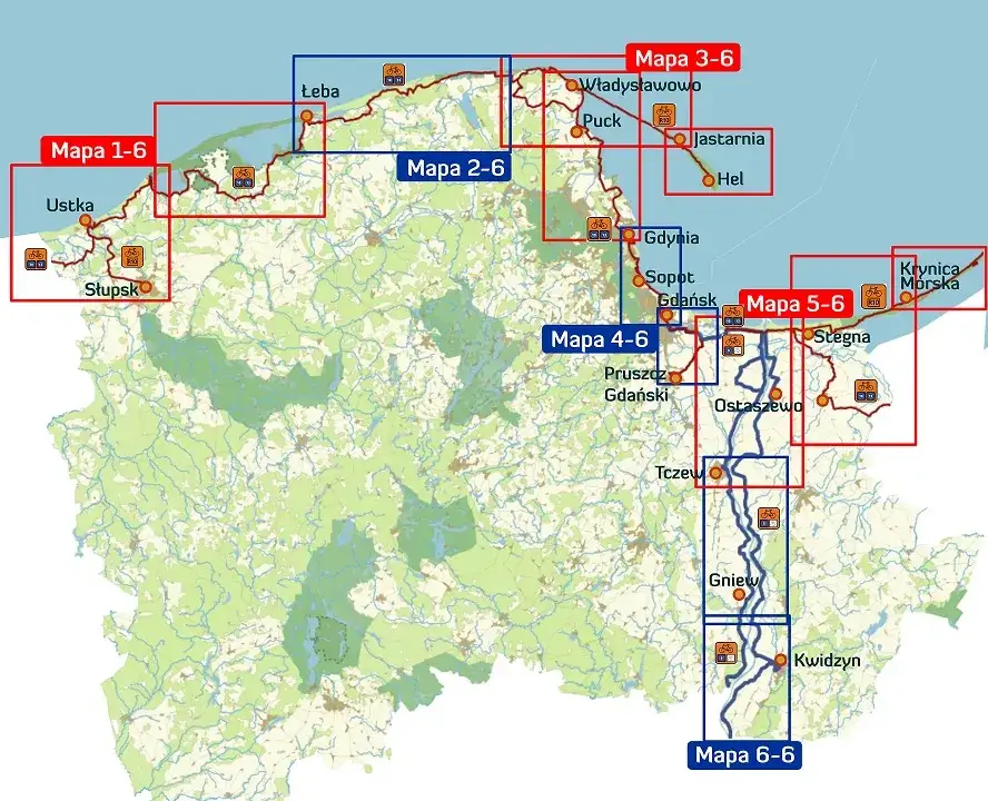 mapa trasy rowerowej eurovelo 9 polska