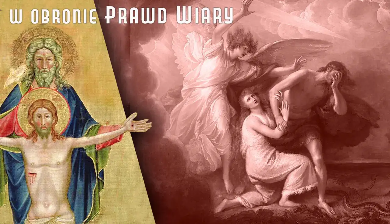 Obraz przedstawia Trójcę Świętą i scenę z aniołem ratującym ludzi, symbolizując obronę głównych prawd wiary.
