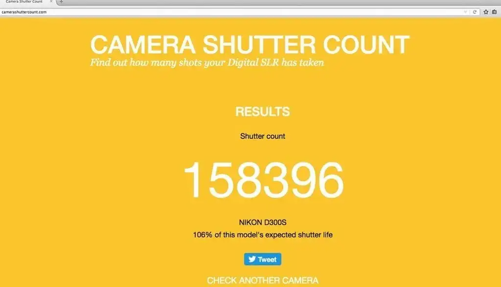 przebieg aparatu online narzędzie camerasuttercount