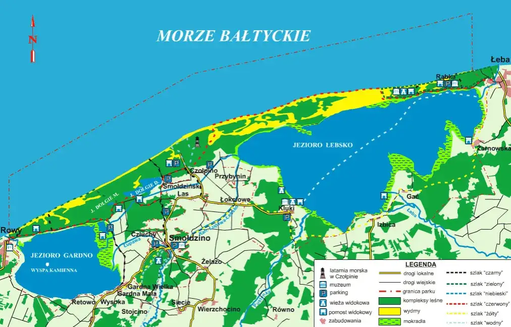 Mapa atrakcji Jeziora Łebsko