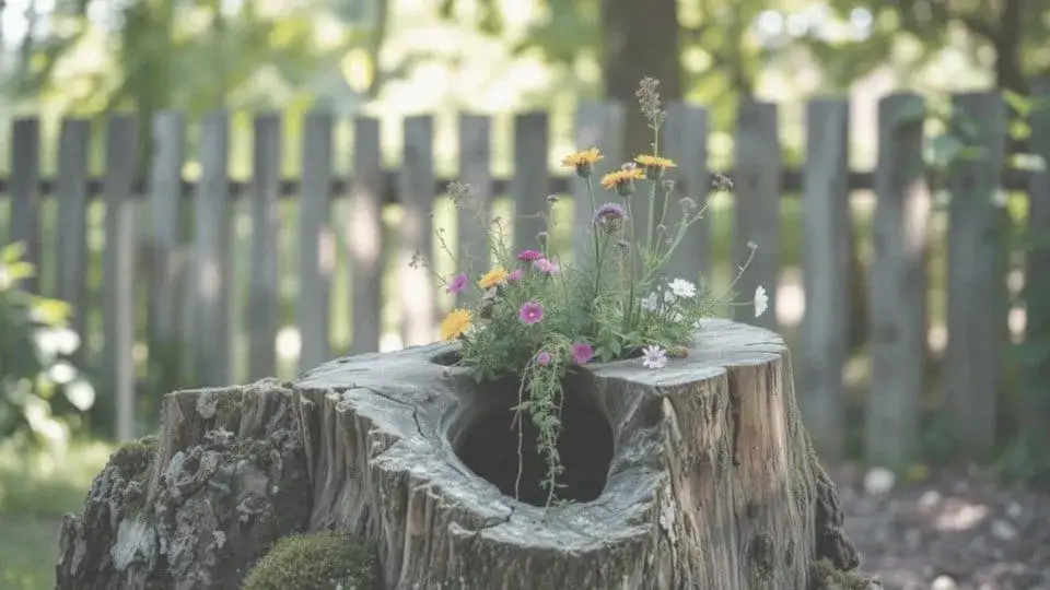 Zdjęcie Kwietnik z pnia drzewa: Przewodnik DIY krok po kroku