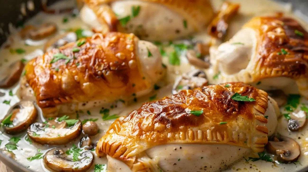 Zdjęcie Kieszonki z kurczaka: Szybki obiad z pieczarkami i serem