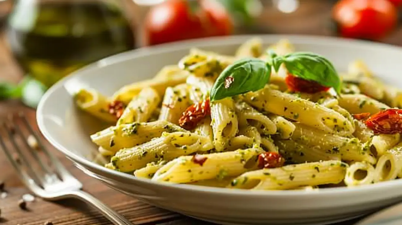 Zdjęcie Makaron z pesto i suszonymi pomidorami: Szybka kolacja 