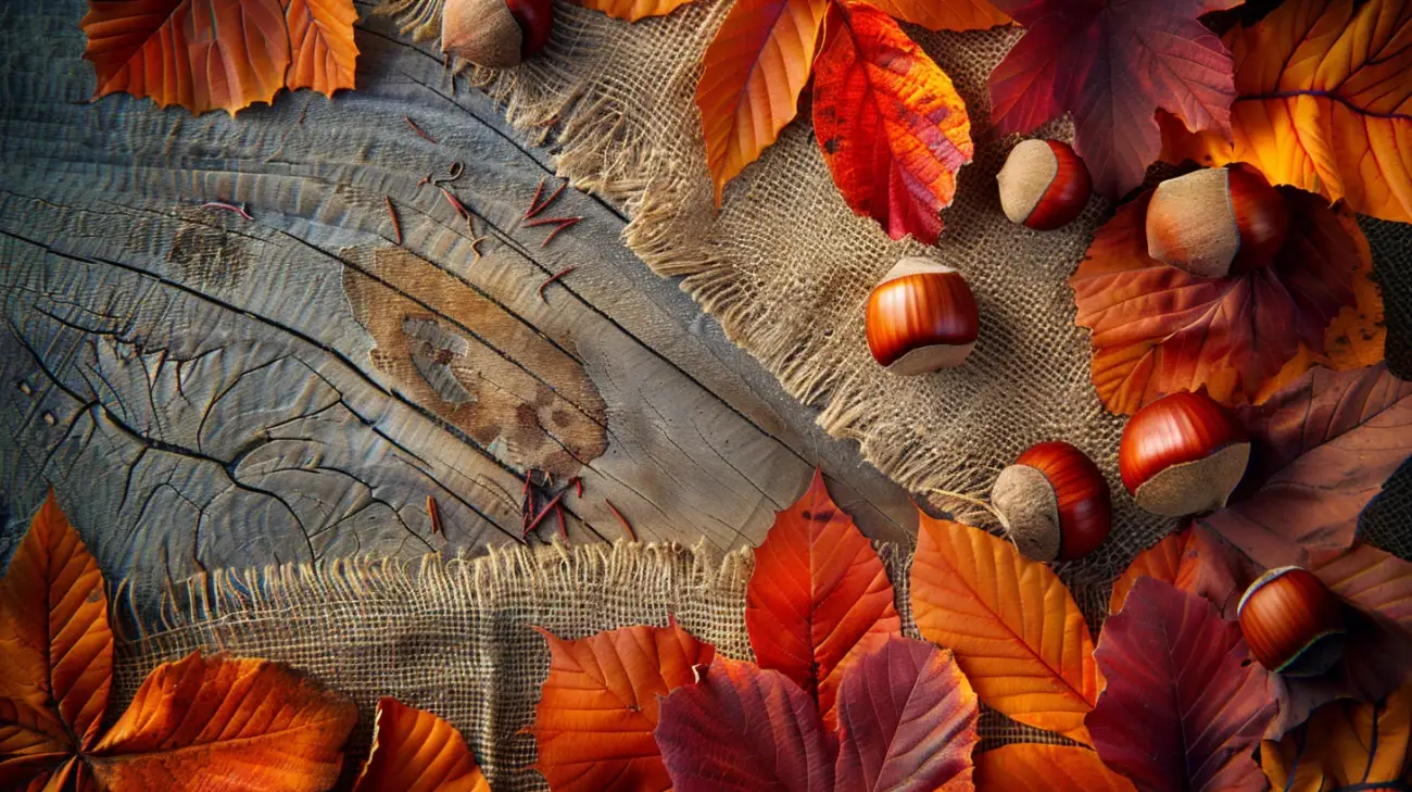 Zdjęcie Szablon kasztana i liścia kasztanowca do druku na jesienne dekoracje