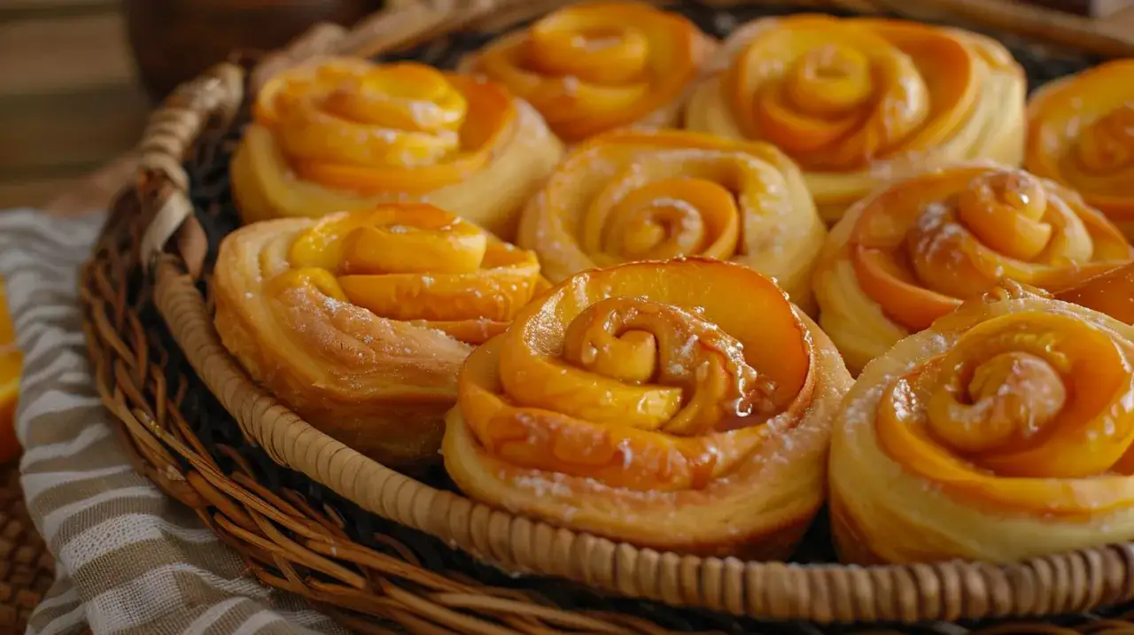 Zdjęcie Drożdżówka z brzoskwiniami - Przepis na puszystą drożdżówkę z owocami