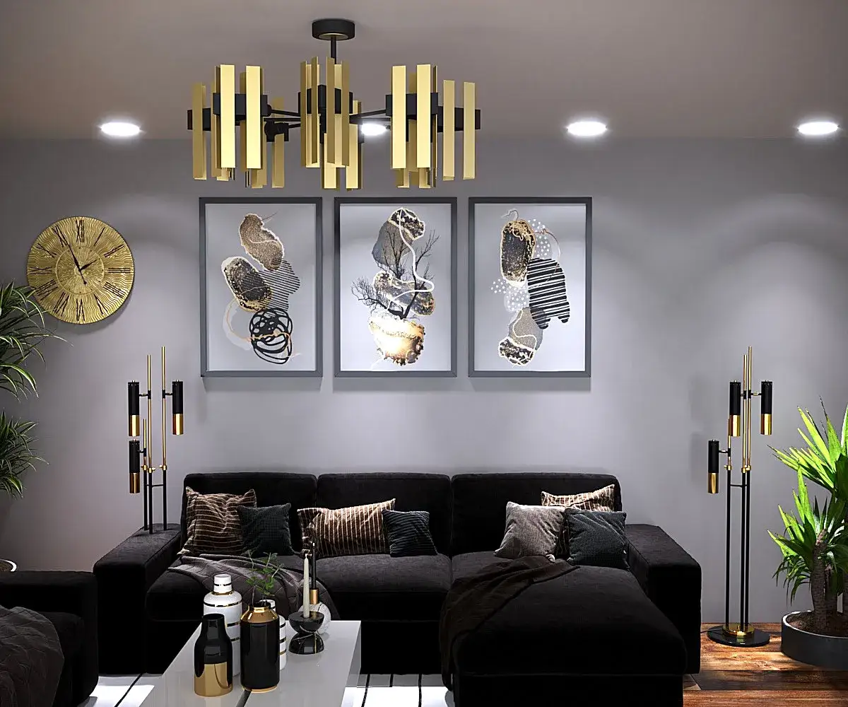 Zdjęcie Zestaw obrazów do salonu: Jakie obrazy z zegarem są najmodniejsze i stylowe?