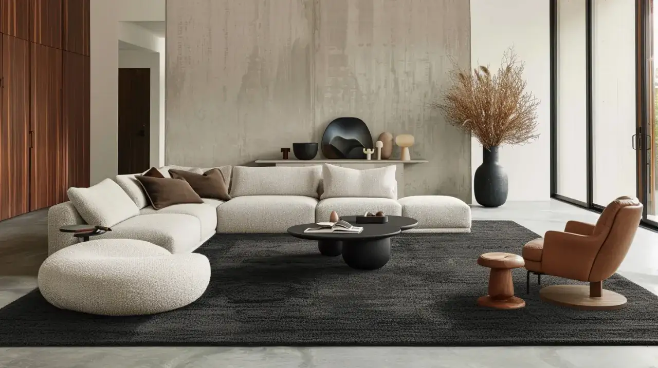 Zdjęcie Czarny dywan w salonie: Odważny wybór czy klasyka gatunku?