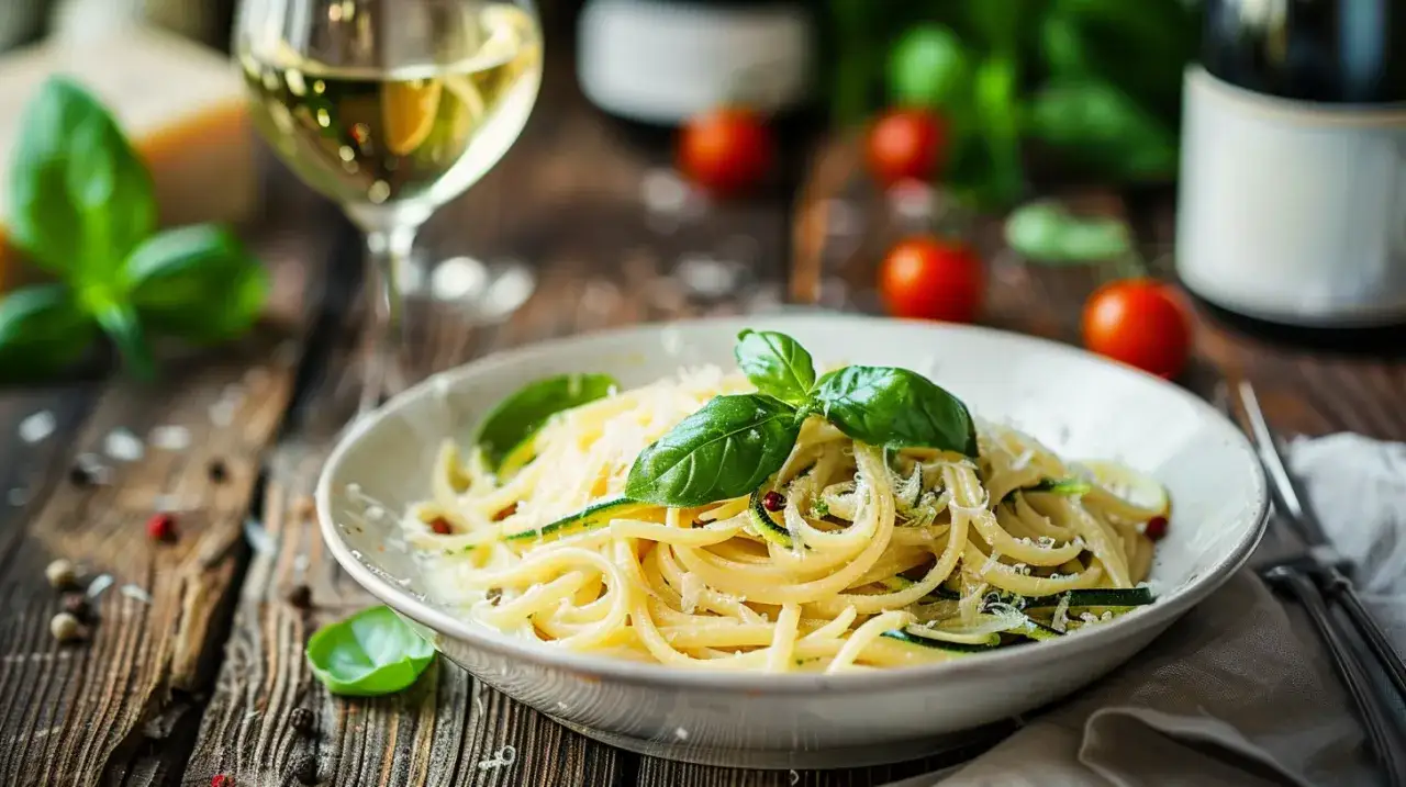 Zdjęcie Kremowy makaron z cukinią w sosie śmietanowym: letni obiad w 15 minut