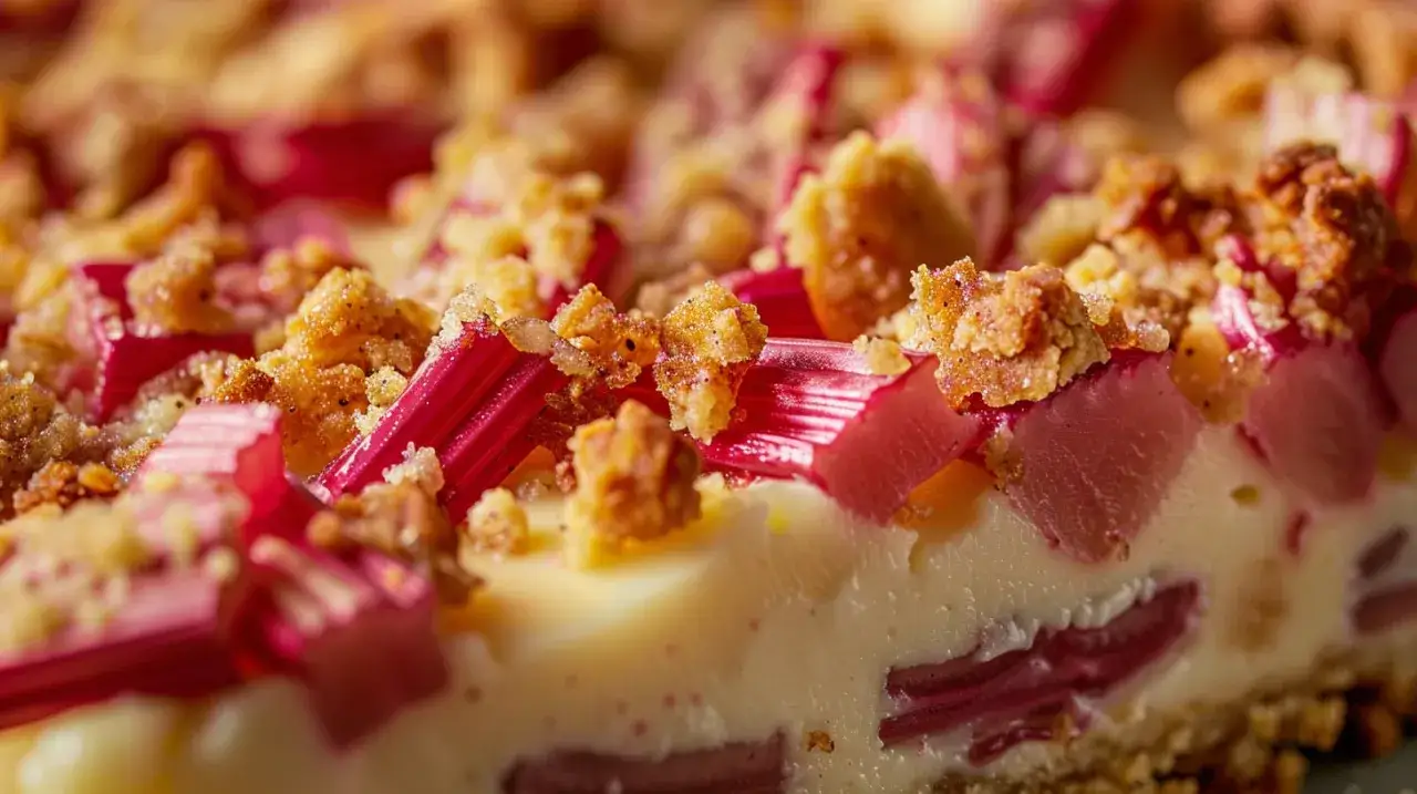 Zdjęcie Puszyste ciasto z rabarbarem i delikatną pianką: Zachwycający przysmak