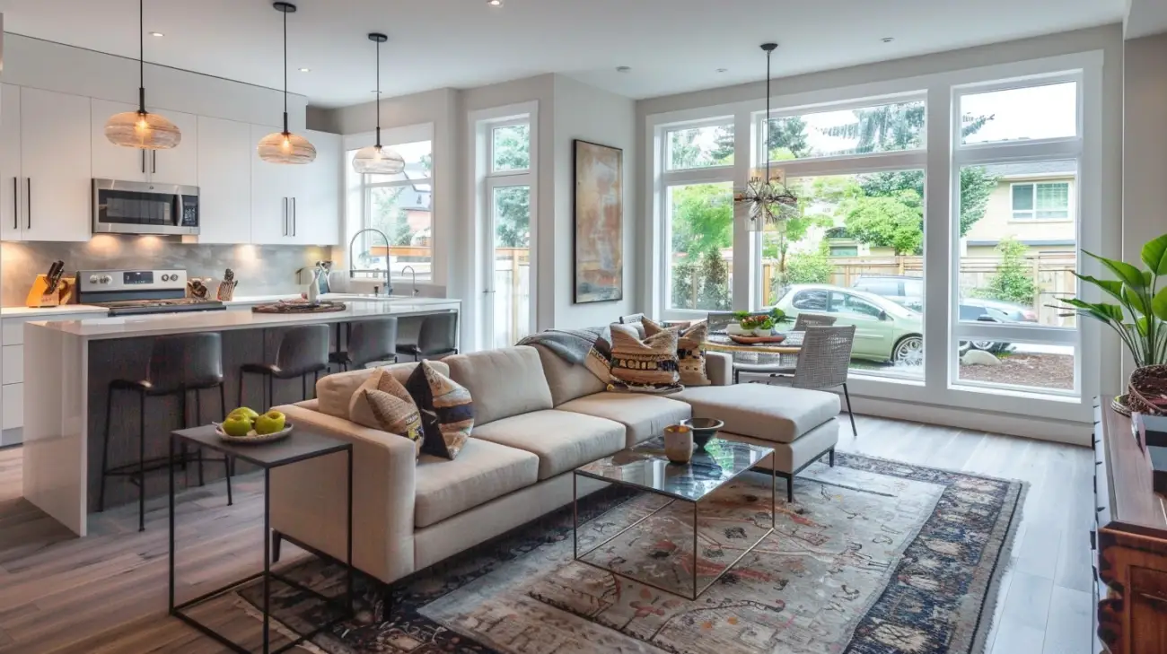 Zdjęcie Salon z kuchnią w bloku: 6 pomysłów na aranżację