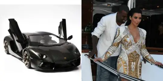 Zdjęcie Kim Kardashian i lamborghini aventador: luksusowy prezent dla Kanye Westa