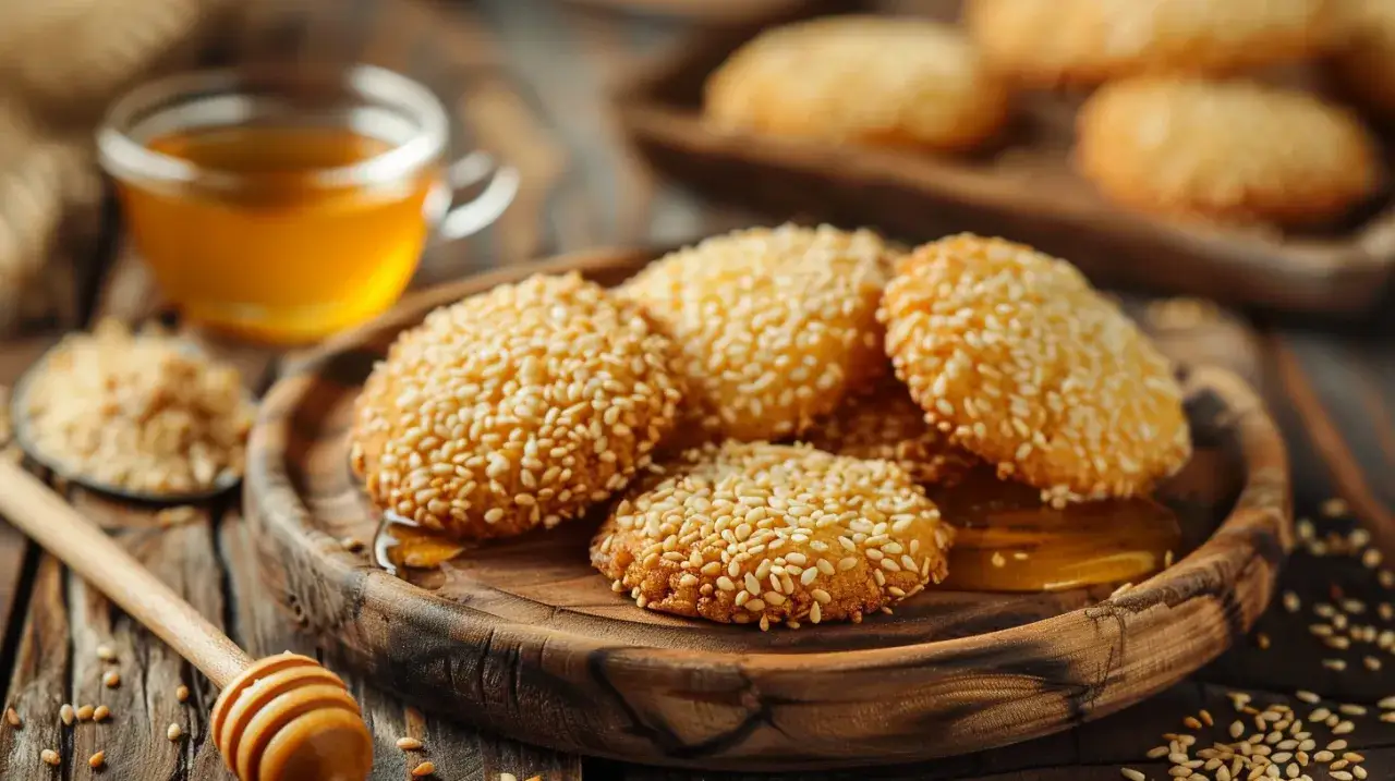 Zdjęcie Ciastka z sezamem, słonecznikiem i miodem: Zdrowa słodka przekąska