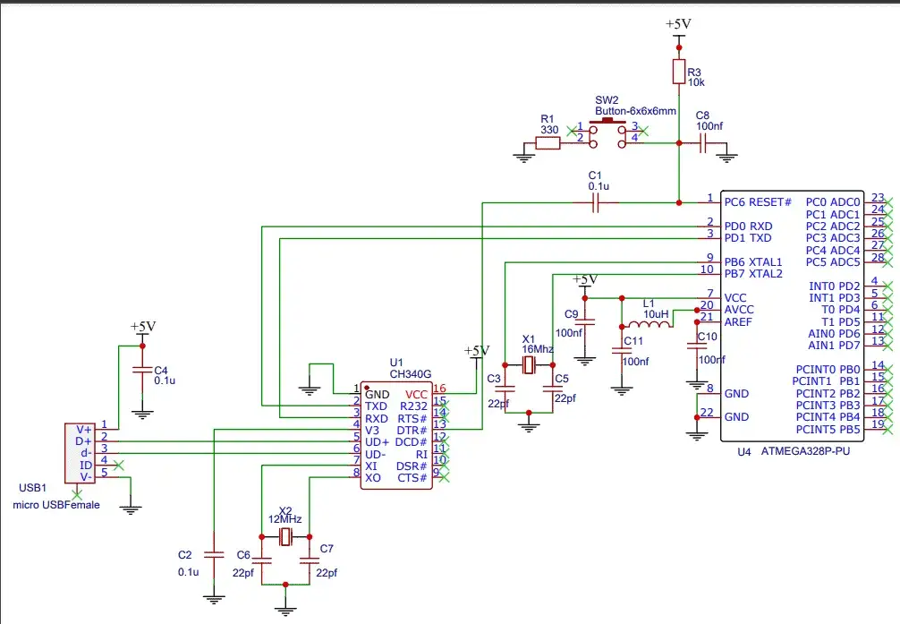 Zdjęcie Kompletny schemat ATmega328p - jak poprawnie podłączyć mikrokontroler