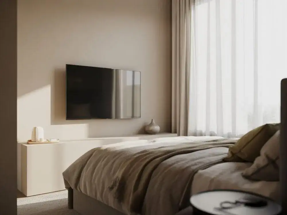 Zdjęcie Na jakiej wysokości telewizor w sypialni, aby uniknąć bólu szyi?