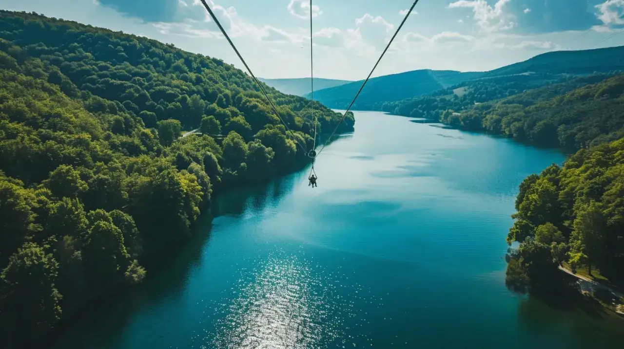 Zdjęcie Tyrolka w Solinie: Poczuj ekstremalne emocje nad taflą jeziora