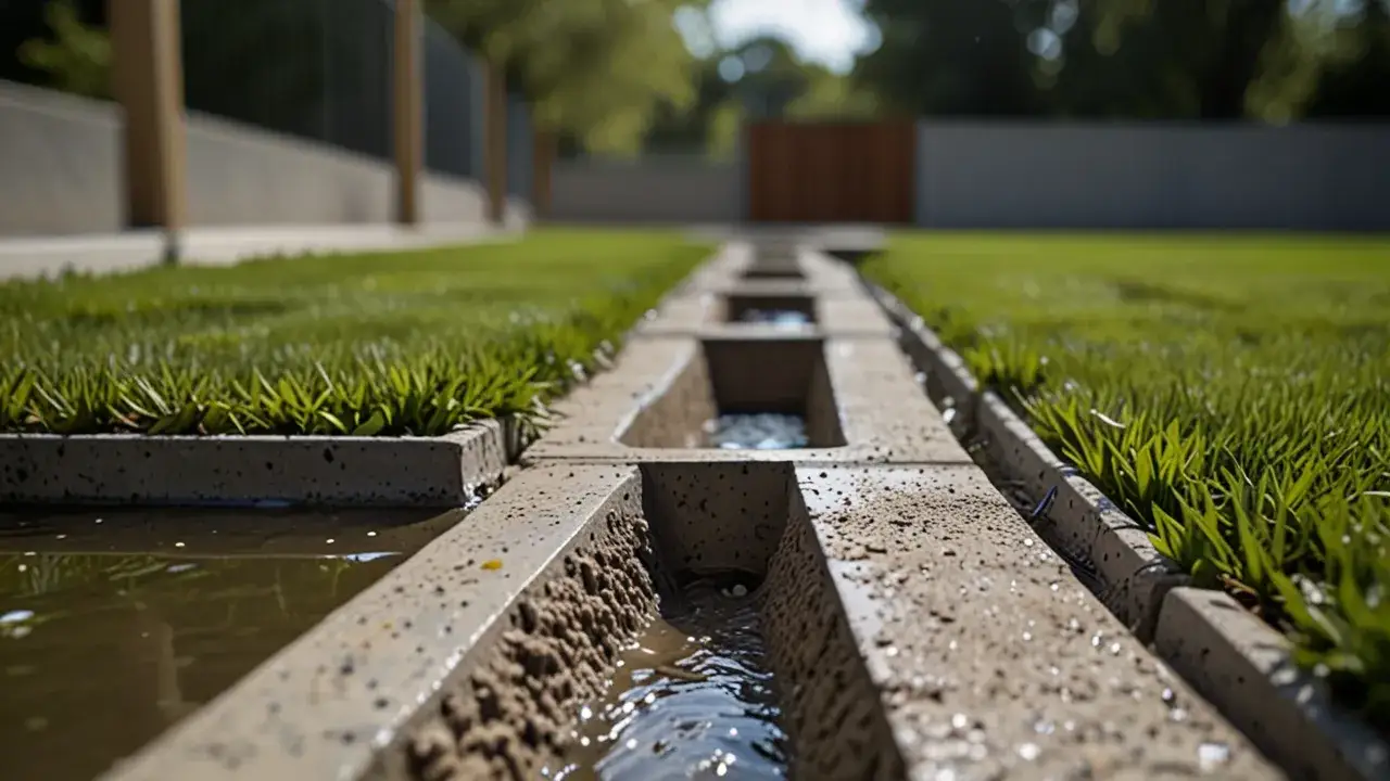 Zdjęcie Korytka betonowe ściekowe: jak efektywnie odprowadzać wodę?