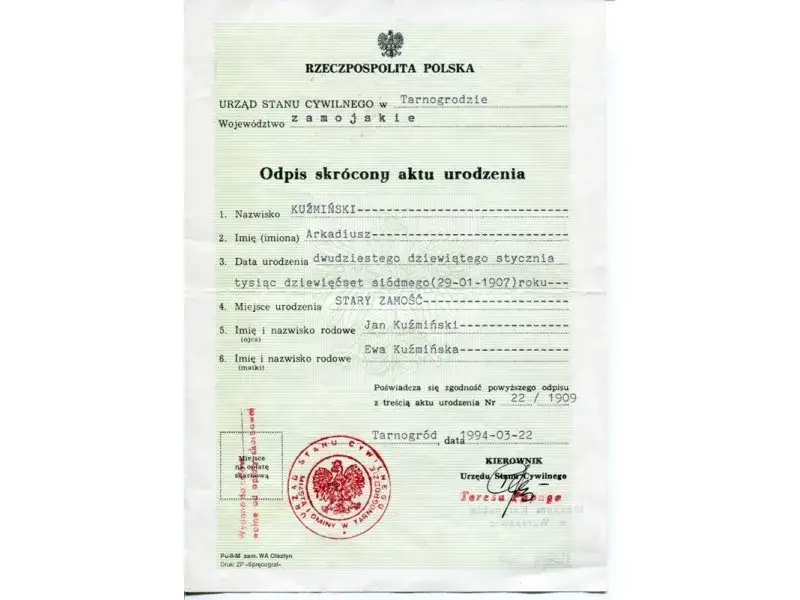 Zdjęcie Odpis skrócony aktu urodzenia – dlaczego nie ma numeru?