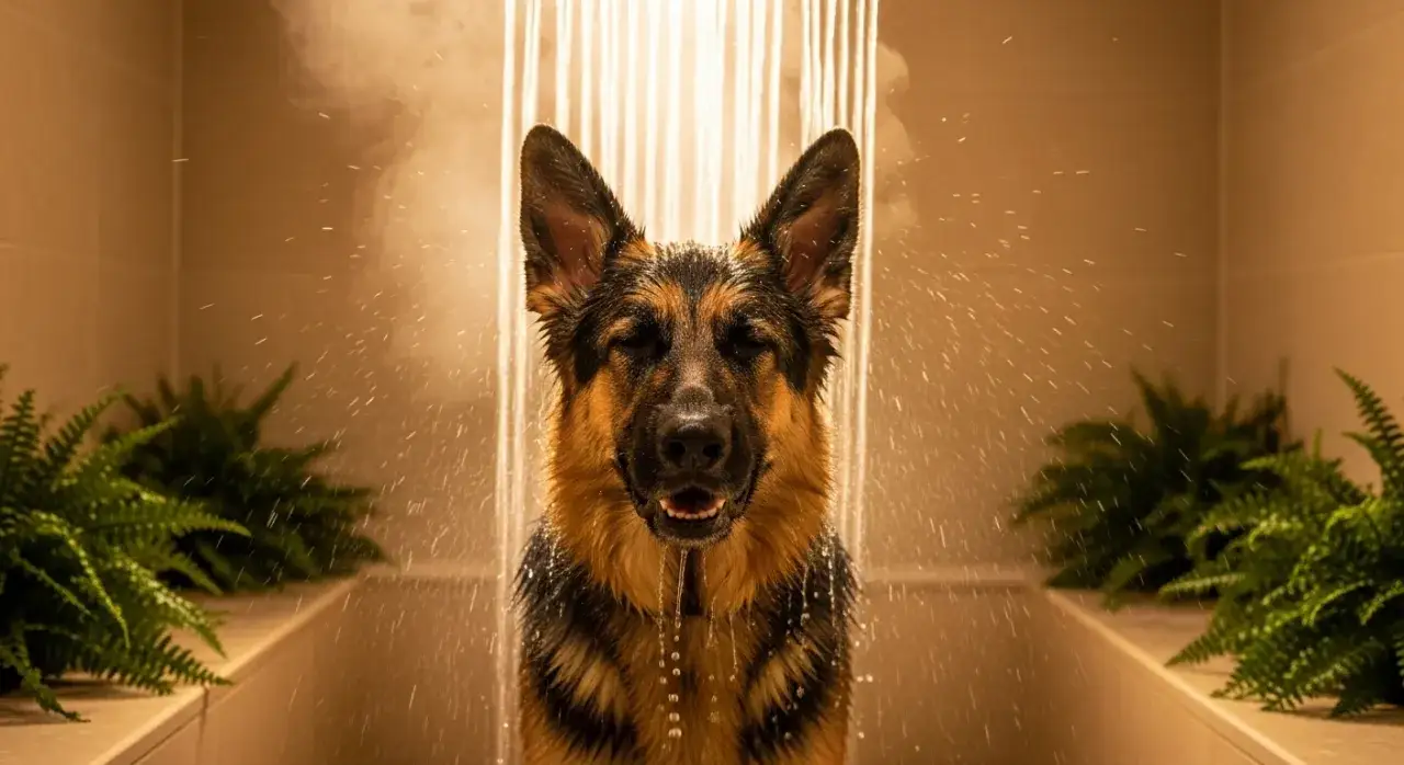 Zdjęcie Jak wykąpać owczarka niemieckiego, by uniknąć stresu i nieprzyjemności