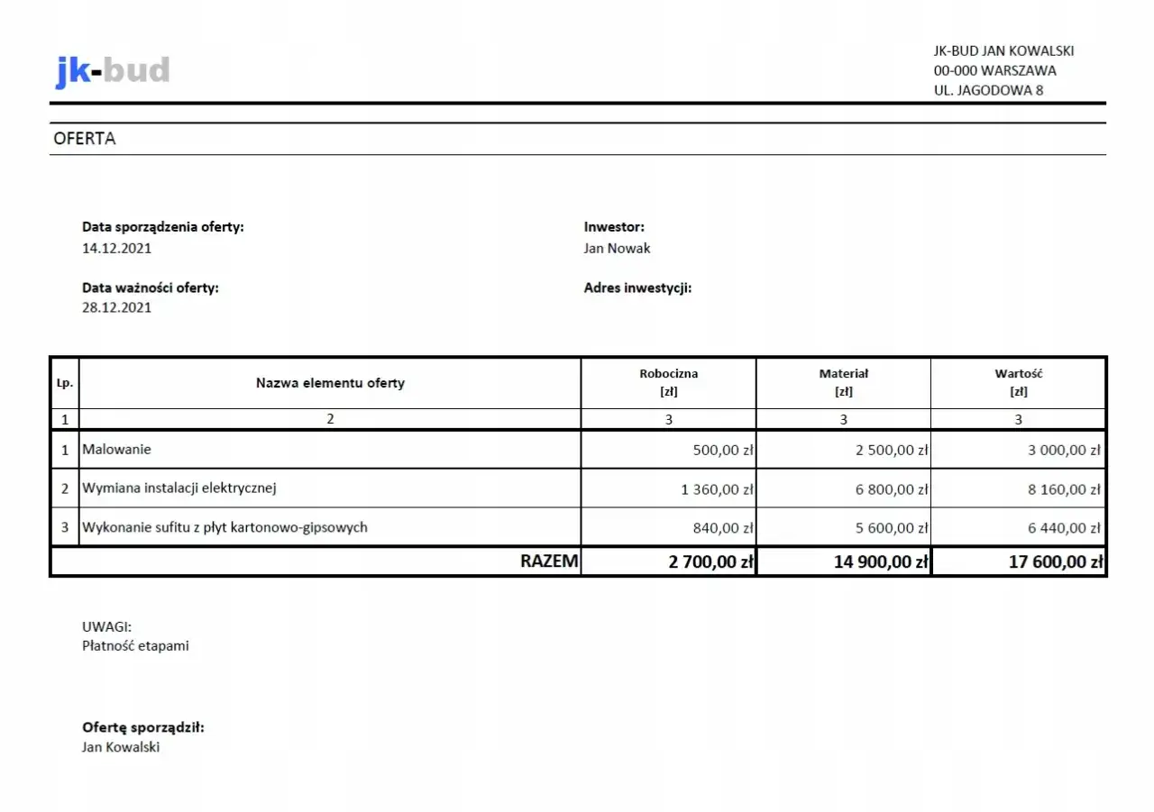 Zdjęcie Praktyczny kosztorys budowlany w Excel - gotowy wzór i instrukcja obsługi