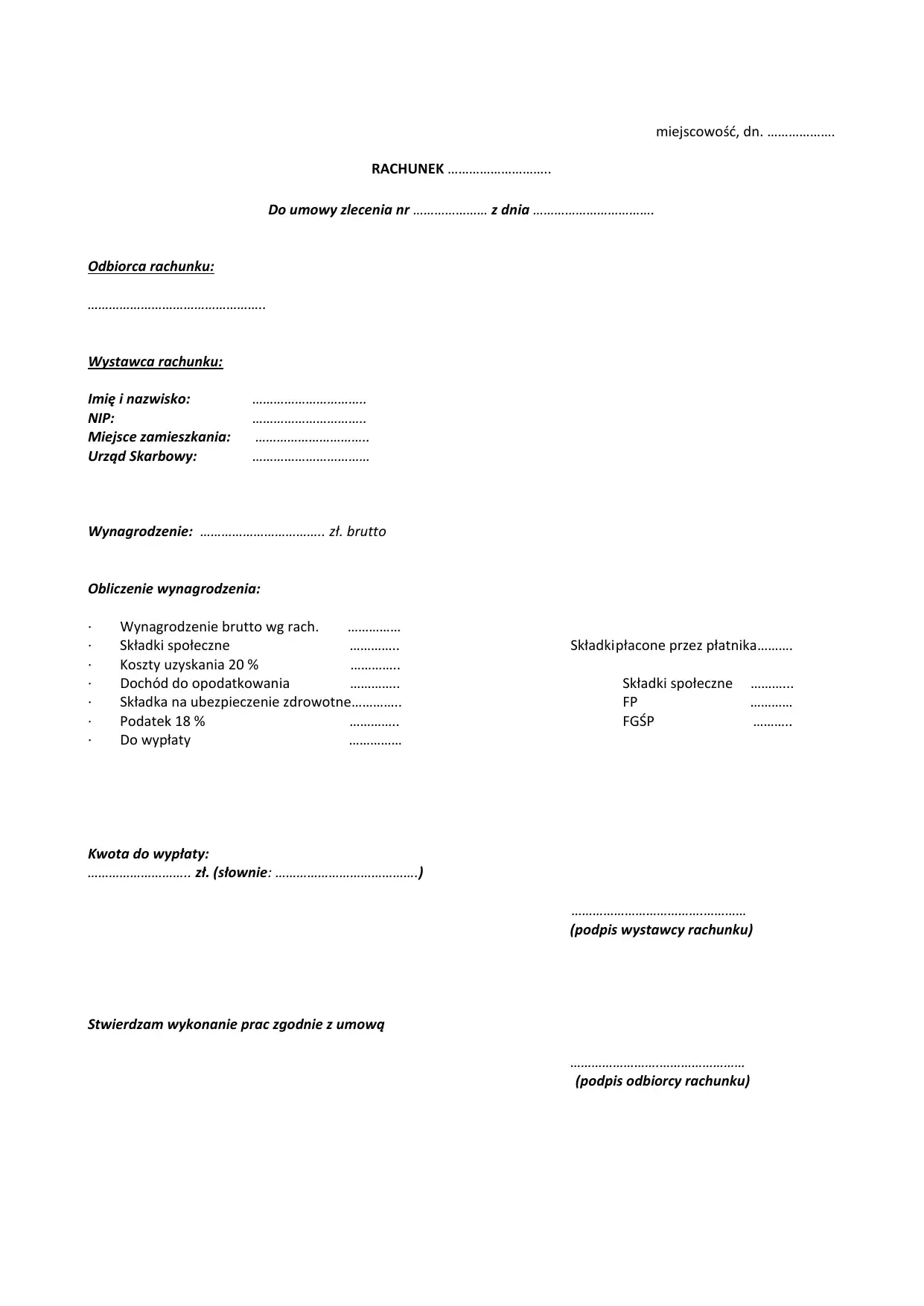 Zdjęcie Jak bez błędów wystawić rachunek do umowy zlecenia krok po kroku