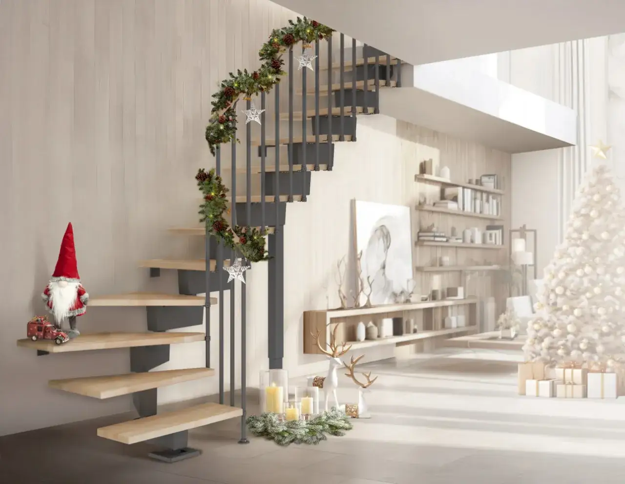 Zdjęcie Jak pięknie udekorować schody na Boże Narodzenie: prosty poradnik krok po kroku