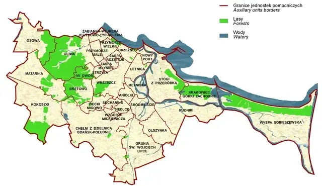 Zdjęcie Mapa dzielnic Gdańska - Jak podzielone jest miasto?