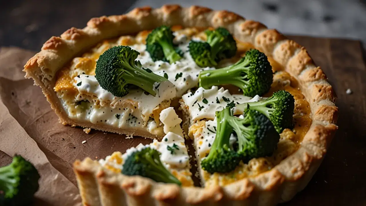 Zdjęcie Tarta z brokułami i kurczakiem - zdrowa propozycja z fetą i mozzarellą