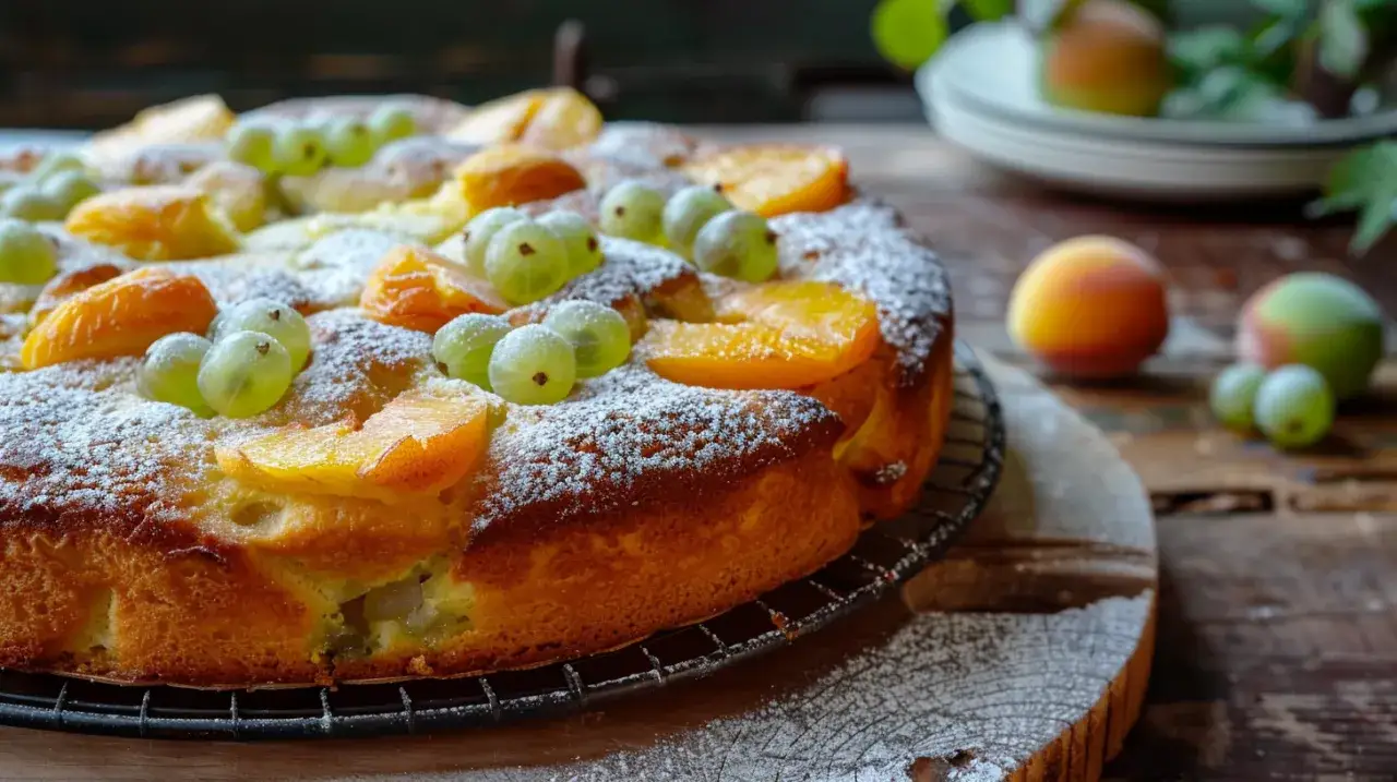 Zdjęcie Ciasto drożdżowe z agrestem i brzoskwiniami: Letnie smaki w cieście