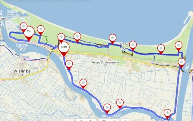 Zdjęcie Mapa trasy rowerowej Sobieszewo - odkryj najpiękniejsze widoki