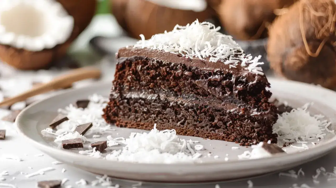 Zdjęcie Ciasto czekoladowe z wiórkami: Kokosowy raj na talerzu w 30 minut